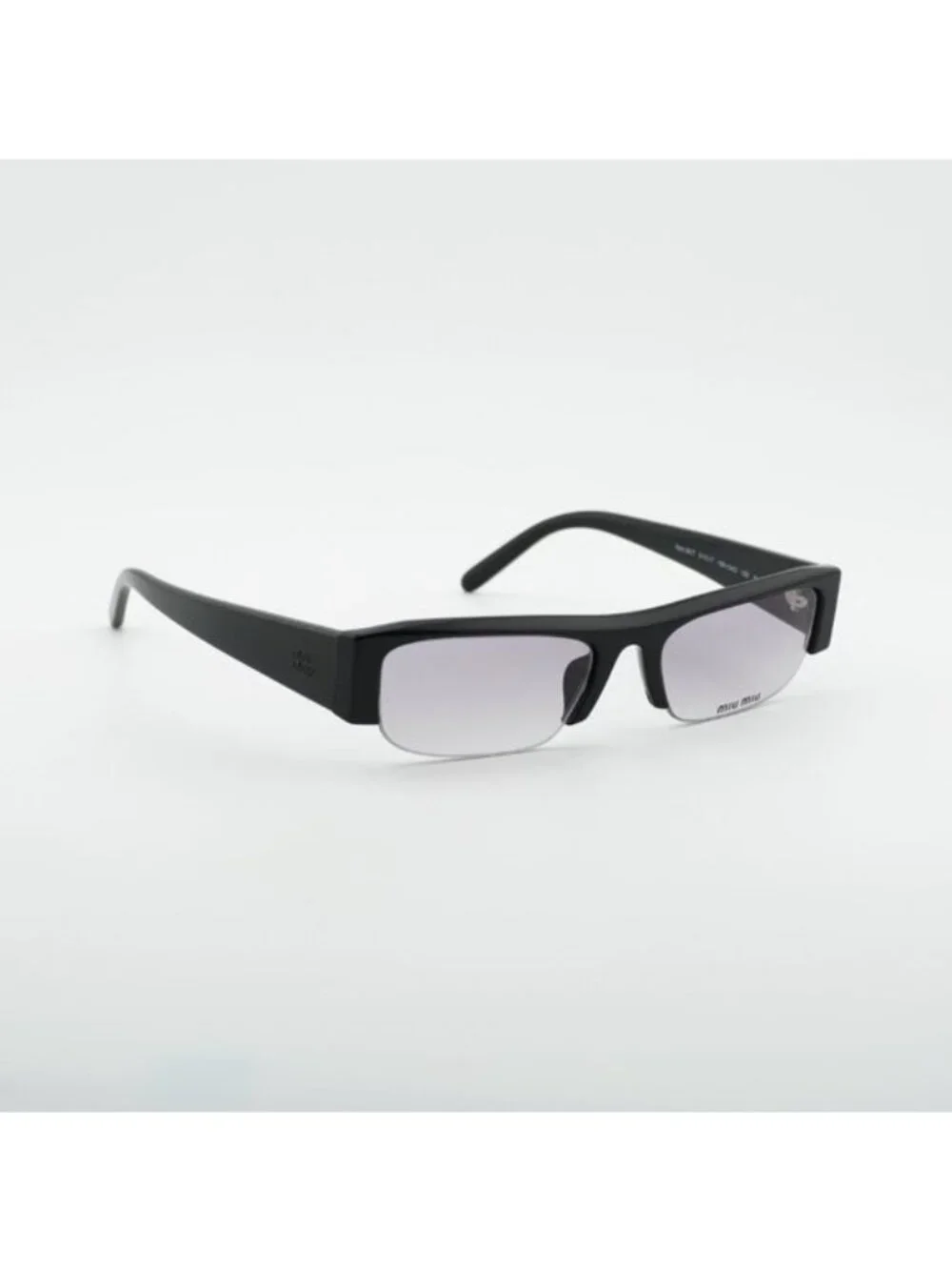 Miu Miu MUB07S 16K04O Sunglasses Black Rectangle Frame, Grey Filter